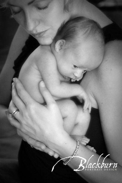 Black and White Mother Baby Portrait