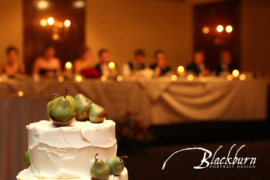 Century House Banquet Room featuring wedding Cake with pears in foreground