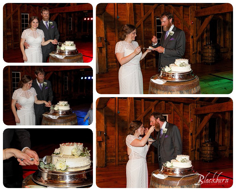 Barn Wedding Cake Cutting Photos